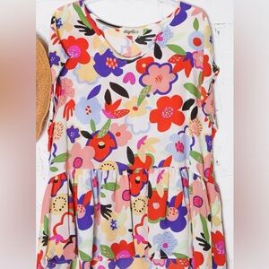 HAPTICS Women’s Boutique Brand Ivory Multi Color Floral Ruffle Top Size Small